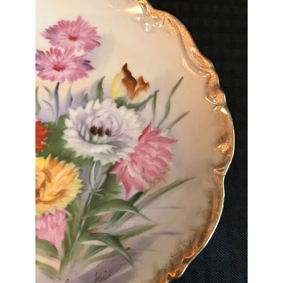 Vintage Suzuki Hand Painted Decorative Porcelain Plate Gold Trim 8.25" Estate Pc - Picture 2 of 7